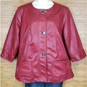Cayenne Colored Croc Pattern Pleather Jacket.  Ruby Rd. size 16W Flawless.